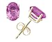 All-Natural Genuine 5x3 mm, Oval Pink Sapphire earrings set in 14k Yellow gold