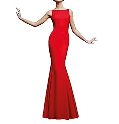 Mermaid Satin Open-Back Pleated Backless Bateau Neck Prom Dress  with a Brush/Sweep Train 