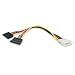 StarTech.com 12-Inch LP4 to 2x SATA Power Y Cable Adapter (PYO2LP4SATA)