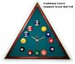 Cherry Triangle Billiard Clock Std Green Mali Felt