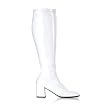 Womens GOGO Boots WIDE WIDTH WIDE CALF Stretch Patent Boot 3 Inch Heel White