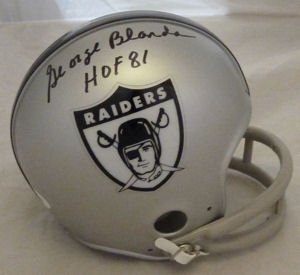 George Blanda Autographed/Hand Signed Oakland Raiders Throwback Mini Helmet w/''HOF 81''