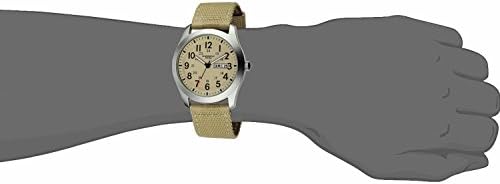 Uniprod Men's Quartz Stainless Steel Date/Week Display Waterproof Military Watch Nylon Beige Canvas Band