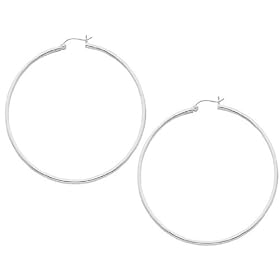 Extra Large Hoop Earrings in Sterling Silver 2 1/2 Inch (2.0mm)
