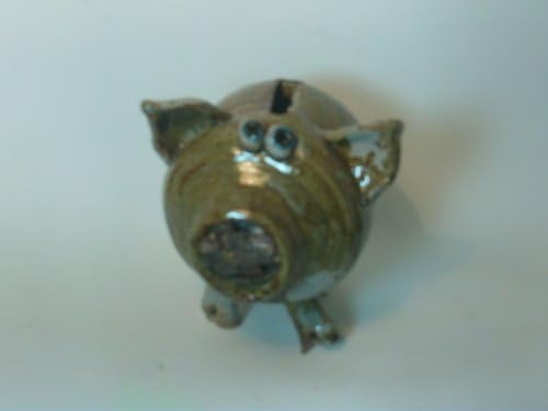 Adorable Small Pig Piggy Bank- Spotted"Another Made of Clay Creation" - Primitive Style ~