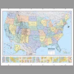American Map 714883 Hammond Deluxe Laminated Rolled U.S. Political Map, 50w x38h