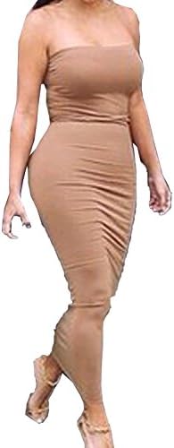 MAXIMGR Women's Sexy Strapless Long Bandage Bodycon Celebrity Casual Dress