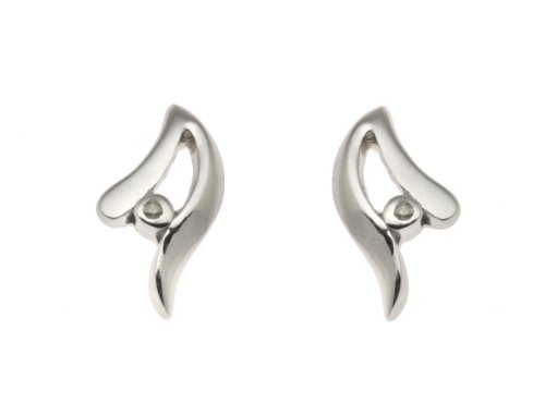Silver Rhodium Plated 0.005ct Diamond Set Fancy 