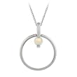 Sterling Silver Circle with Created-Opal Drop Pendant with Rolo Chain, 18"
