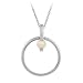 Sterling Silver Circle with Created-Opal Drop Pendant with Rolo Chain, 18"
