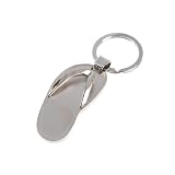 Artwedding Slipper Shaped Keychain Favor with Decorative Bag(Set of 2),Silver