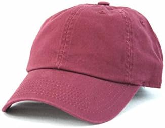 Plain Dad Hat Strapback Vintage Buckle Washed Cotton Ball Cap Unstructured (Burgundy)