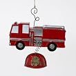 3.25" Red Fire Engine Truck and Hat Christmas Ornament