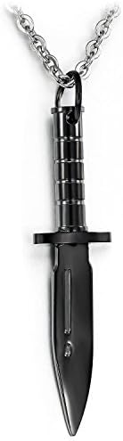 JuliesDeal Fashion Jewelry Fashion Unisex Stainless Steel Necklace Black Personalized Dagger Pendant
