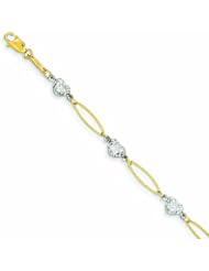 Genuine 14K Two-Tone Puff Heart & Flat Oval Bracelet 7.25 Inches 2 Grams Of Gold 100% Satisfaction Guaranteed.