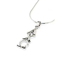 Alpha Chi Omega Sterling Silver Lavaliere set with Lab-Created Diamonds