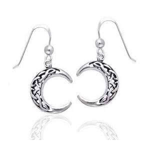 Sterling Silver Celtic Knot Crescent Moon Earrings