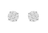 Cubic Zirconia 9 Cut Design Earrings : .925 Sterling Silver - 5 MM Made with Push Back and Gift box.