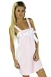Solid Terry Loop Shower Wrap with White Satin Bow, 100% Cotton, Lt. Pink, One Size
