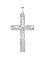 Clevereves 14K White Gold 26.25X16.25 mm 1 3 Ct Tw Diamond Cross