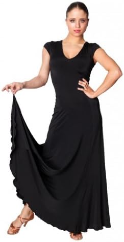 MiariSport Women's Exposed Zipper Standard- Cap Sleeve V-neck Smooth Gown S Black