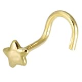 Solid 14KT Yellow Gold STAR Nose Ring