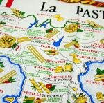 イタリアマップ柄タペストリー・パスタ サイズ：85cm×57cm コットン100％ 