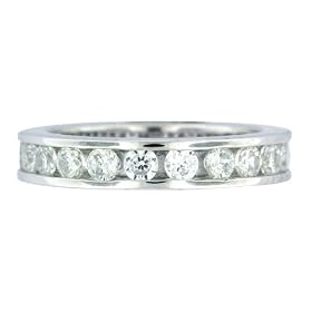 Platinum Overlay Sterling Silver Cubic Zirconia Round Eternity Ring