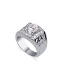 Mens .925 Sterling Silver Clear Cubic Zirconia Band Rhodium Ring