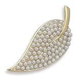 14 Karat Gold Plated and Pearl Leaf Fashion Pin