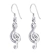 Musical Note Sterling Silver French Ear Wire Hook Dangle Earrings