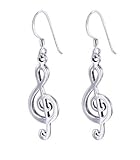 Musical Note Sterling Silver French Ear Wire Hook Dangle Earrings