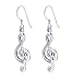 Musical Note Sterling Silver French Ear Wire Hook Dangle Earrings