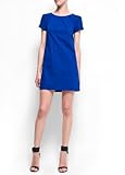 Mango Women's Straight-cut Pleats Dress, M, Night Blue