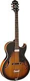 Musical Instruments : Washburn HB15C Hollow-body Cutaway Electric Guitar with Gig Bag - Tobacco Sunburst