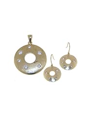 Nickel Free Sterling Silver Pendant & Earring Sets 14K Gold Plated Open Circle CZ Set
