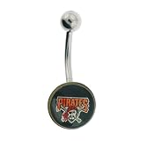 Pittsburgh Pirates 316L Stainless Steel Belly Ring - 14G - 3/8 Inch Bar Length - Sold Individually