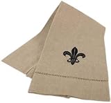 Fleur de Lis Fingertip or guest towel 14 by 22 inches,OatmealBlack6Pack