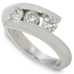 Moissanite 3 Stone Bypass Ring