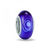 Pandora Damen-Bead  Sterling-Silber 925 Muranoglaskugel lila mit Blumen KASI 79643