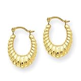 14k Gold Scalloped Shrimp Hoop Earrings