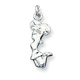 Sterling Silver Cheerleader Charm with 20 inch Sterling Silver Chain