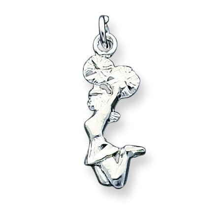 Sterling Silver Cheerleader Charm with 20 inch Sterling Silver Chain