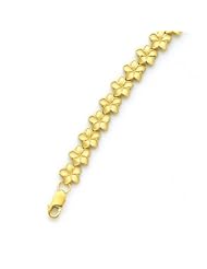 14K Plumeria Floral Linked Bracelet