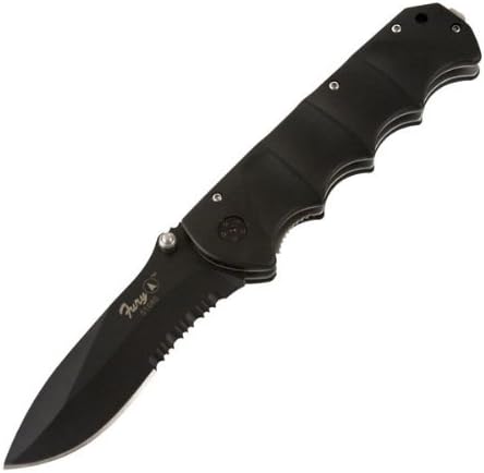 Fury Sporting Cutlery - EMS, ComboEdge, Black, Rubberized Handle