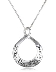 Sterling Silver "Mother Daughter Friend" Open Teardrop Pendant Necklace, 18"