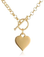 Gold Plated Heart Toggle Necklace 17"