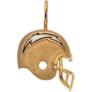 Clevereve's 14K Yellow Gold 21.25 X 21.00 San Diego Chargers Helmet Pendant W Enamel