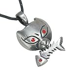 31LMi89h8uL. SL160  Alley Cat Fish Bone Pewter Pendant Necklace