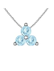 Round Aquamarine Three Stone Pendant